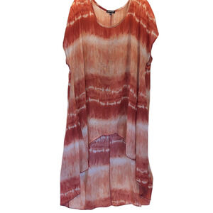 cha cha vente Rust Tie-Dye High-Low Tunic cover up, plus size 3X